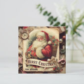 Moderne traditionele klassieke illustratie Santa Feestdagenkaart (Staand voorkant)