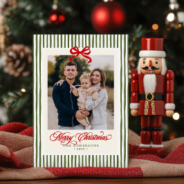 Moderne Traditionele Prettig Kerstmis Naam & Foto Feestdagenkaart