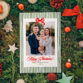 Moderne Traditionele Vrolijke Kerstnaam & Foto Feestdagenkaart