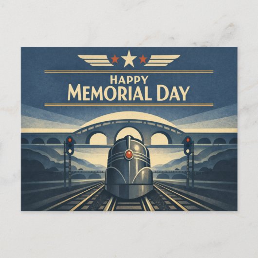 Moderne Train Streamline Memorial Day  Feestdagenkaart (Voorkant)