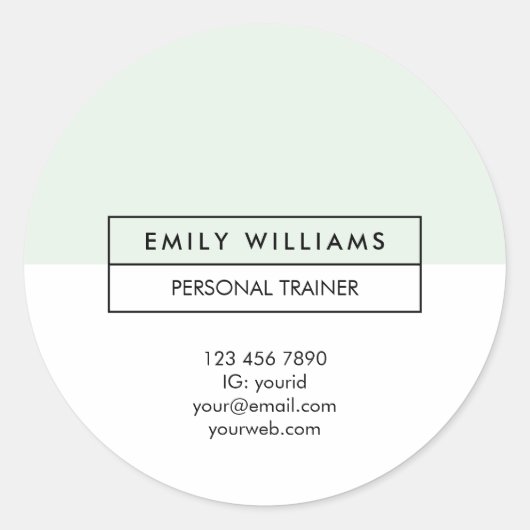 Moderne Trainer Clean Layout Pastel Groene Promoti Ronde Sticker (Voorkant)