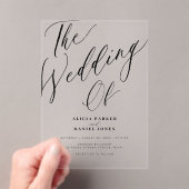 Moderne transparante kalligrafie script bruiloft acryl uitnodigingen (Insitu (Draagbaar))