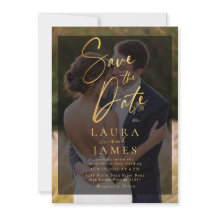 Moderne transparante overlay foto save the date In