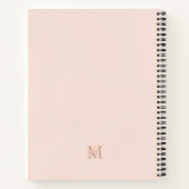Moderne Transparante Roze Bloemige Monogram Notitieboek (Achterkant)