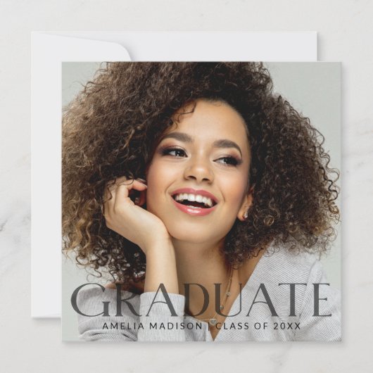 Moderne, transparante tekst Afstudeerder foto Aankondiging (Voorkant)