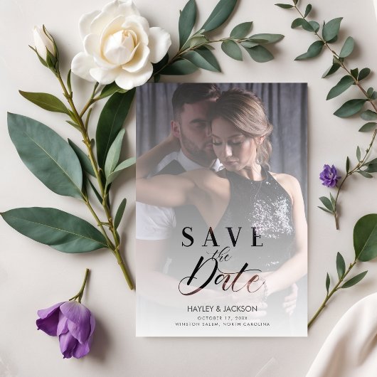Moderne Transparantie Aangepast fotoscript Save The Date