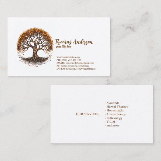 Moderne Tree of Life Wellness Life Coach Visitekaartje (Voorkant / Achterkant)