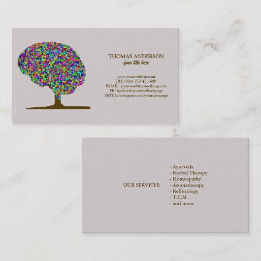 Moderne Tree of Life Wellness Life Coach Visitekaartje (Voorkant / Achterkant)