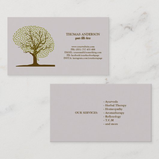 Moderne Tree of Life Wellness Life Coach Visitekaartje (Voorkant / Achterkant)