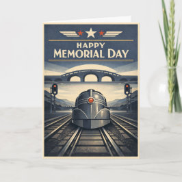 Moderne Treinstroomlijning Memorial Day Kaart