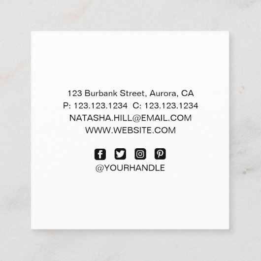 Moderne Trend Glow Make-up Vierkante Visitekaartje (Achterkant)