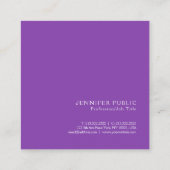 Moderne Trending Elegant Violet Silk Finish Luxe Vierkante Visitekaartje (Achterkant)