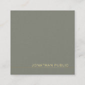 Moderne Trending Elegante Groene Parel Afwerking L Vierkante Visitekaartje (Voorkant)