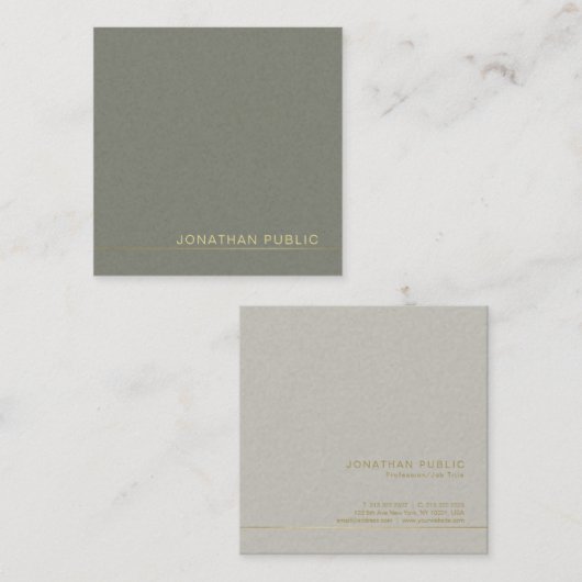 Moderne Trending Elegante Groene Parel Afwerking L Vierkante Visitekaartje (Voorkant / Achterkant)