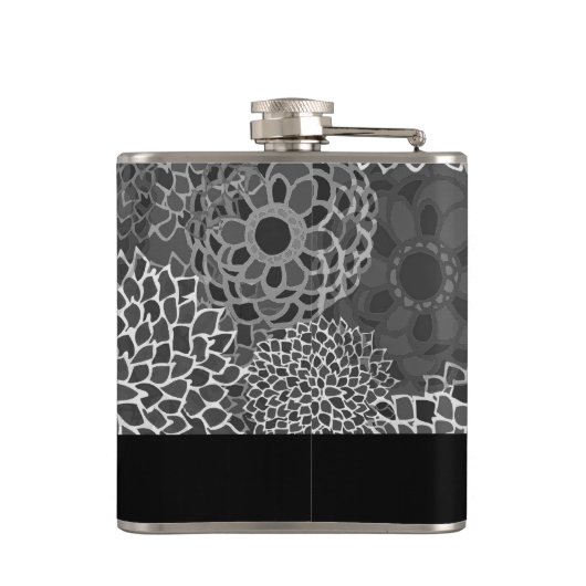 Moderne trends Bloemen gepersonaliseerd Heupfles (Achterkant)