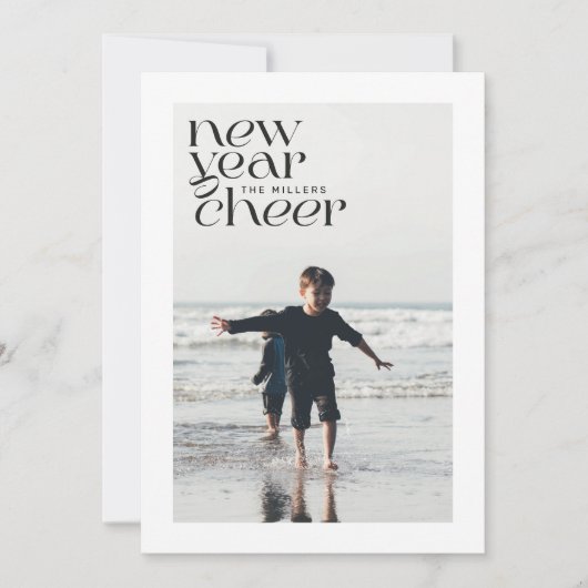 Moderne Trends Nieuwjaar Cheer Fotokaart Feestdagenkaart (Voorkant)