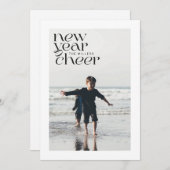 Moderne Trends Nieuwjaar Cheer Fotokaart Feestdagenkaart (Voorkant / Achterkant)
