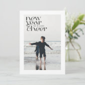 Moderne Trends Nieuwjaar Cheer Fotokaart Feestdagenkaart (Staand voorkant)