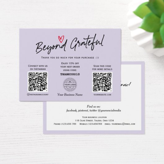 Moderne trendscript chic QR code gift vouchers Visitekaartje (Bureau)