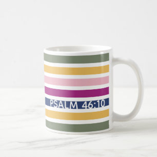 Moderne trendstriped Christelijke PSALM 46:10 Koffiemok