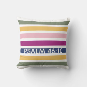 Moderne trendstriped Christelijke PSALM 46:10 Kussen
