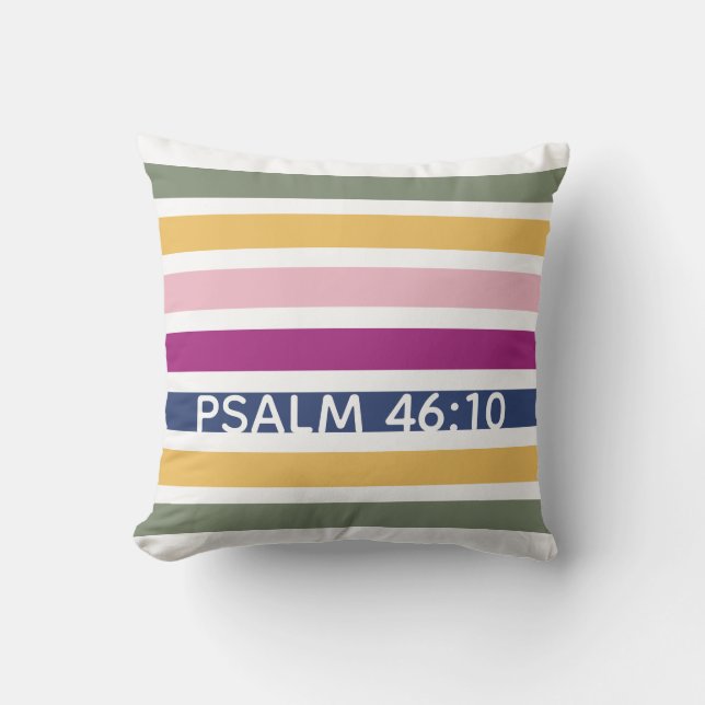 Moderne trendstriped Christelijke PSALM 46:10 Kussen (Voorkant)