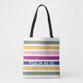 Moderne trendstriped Christelijke PSALM 46:10 Tote Bag (Voorkant)