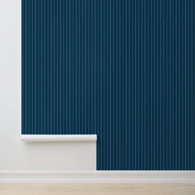 Moderne Trendy 1" Pinstripe Donker Navy Blauw Behang (Applicatie)