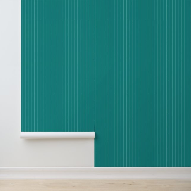 Moderne trendy 1" pinstripes donker tealblauw behang (Applicatie)