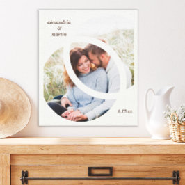 Moderne Trendy 2 Cirkel Foto Frame Huwelijksdatum Canvas Afdruk
