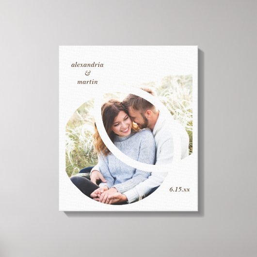 Moderne trendy 2-cirkel fotolijst huwelijksdatum  canvas afdruk (Voorkant)