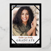 Moderne Trendy 2 Foto Folie Afstudeer Uitnodiging (Voorkant)