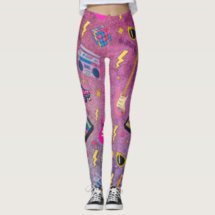 Moderne trendy 80-erjaren stijl mooie neon roze pa leggings