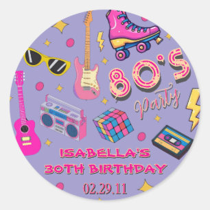 Moderne Trendy 80's Verjaardagsfeestje Retro Ronde Sticker