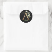 Moderne trendy A monogram groen en goudfolie zwart Ronde Sticker (Tas)
