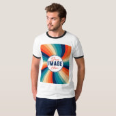Moderne trendy aangepaste foto Basic Ringer T-shir T-shirt (Voorkant volledig)