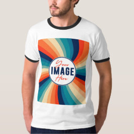 Moderne trendy aangepaste foto Basic Ringer T-shir T-shirt
