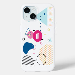 Moderne Trendy Abstracte Geometrische Kunst Monogr iPhone 15 Case