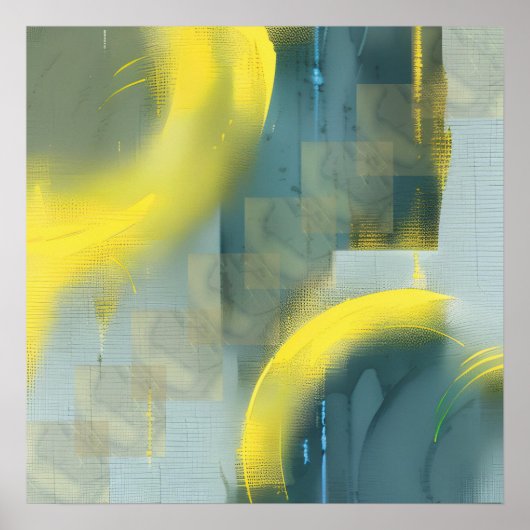 Moderne Trendy Abstracte Golden Art Donkergroene k Poster (Voorkant)