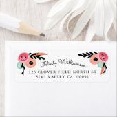 Moderne Trendy Abstracte Waterverf Floral & Feathe Etiket (Insitu)