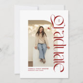 Moderne trendy afgestudeerde rode foto afstuderen kaart (Voorkant)