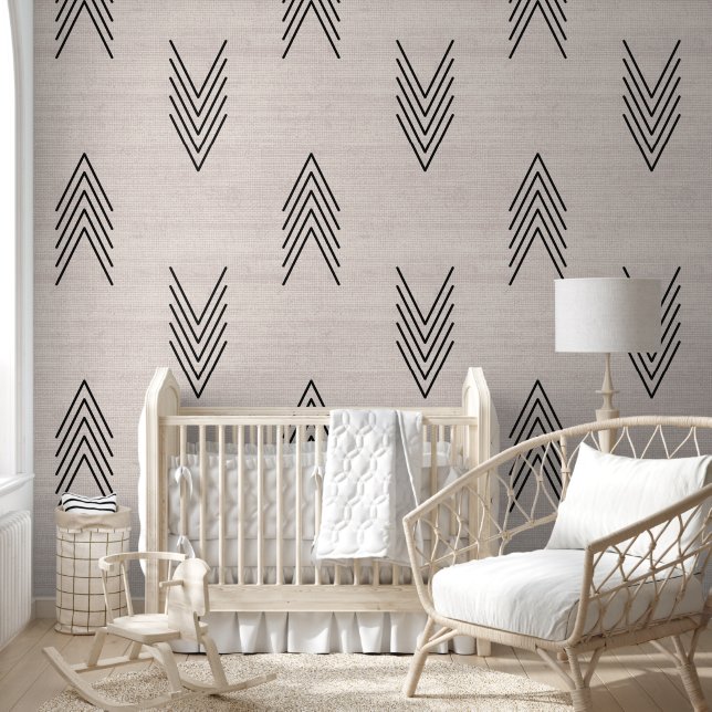Moderne Trendy Afrikaanse Modderdoek Beige Behang (Kinderen)