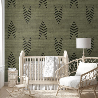 Moderne trendy Afrikaanse modderdoek groen Behang