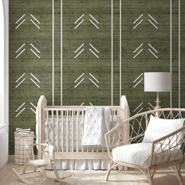 Moderne trendy Afrikaanse modderdoek groen Behang (Kinderen)