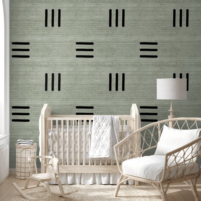 Moderne trendy Afrikaanse modderdoek lichtgroen Behang (Kinderen)