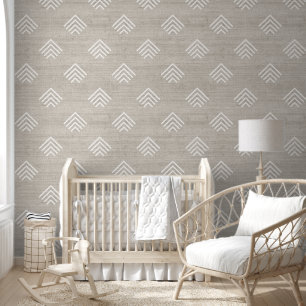 Moderne trendy Afrikaanse modderdoek pijlen beige Behang