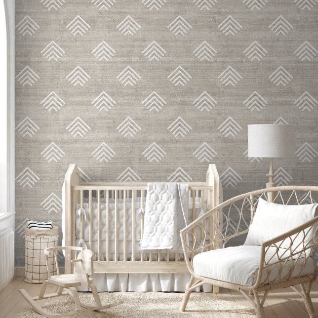 Moderne trendy Afrikaanse modderdoek pijlen beige Behang (Kinderen)