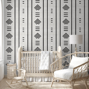 Moderne trendy Afrikaanse modderdoek pijlen op wit Behang