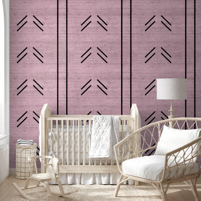 Moderne trendy Afrikaanse modderdoek roze Behang (Kinderen)