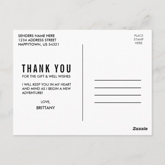 Moderne Trendy Afstudeer Dank Je Hart Briefkaart (Achterkant)